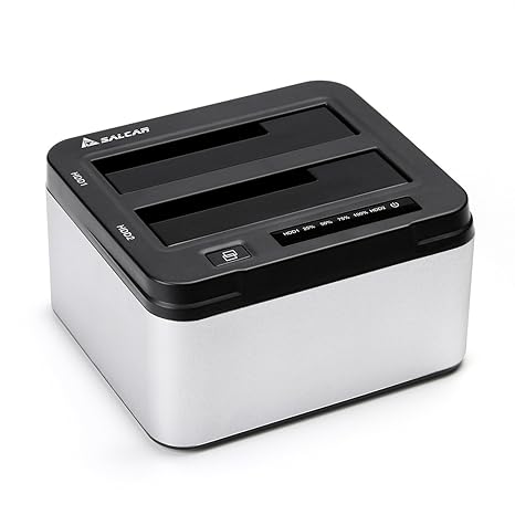 Salcar USB 3.0 Offline Klon Docking Station mit 2 Einschüben, optimiert für HDD/SSD Festplatte, 2,5 und 3,5 Zoll (SATA III, i