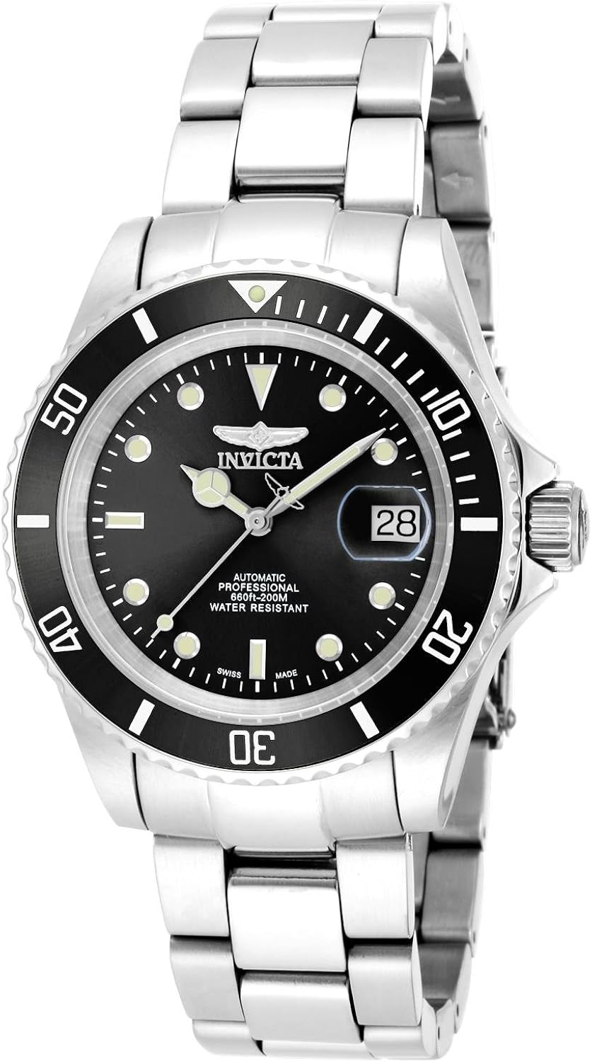 Invicta 24760 Pro Diver Orologio Unisex Automatico, Cassa 40mm Acciaio, Quadrante Nero, Impermeabile 20 Bar