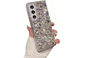 AULZAJU for Samsung Galaxy Z Fold 7 Case Bling Diamond Glitter Girly Design,Galaxy Fold 7 Case Handmade Holographic Sparkle Crystal Rhinestone Soft TPU Bumper Cover for Samsung Z Fold 7 for Women Girls White