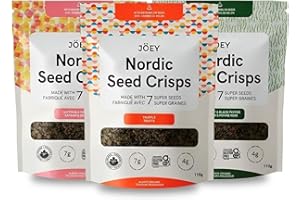 Joey Nordic Super Seed Crisps Variety Pack, Rosemary & Black Pepper, Saffron & Pink Salt, Truffle Flavours, Organic, Gluten-F