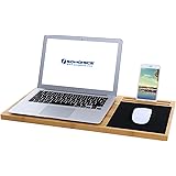 SONGMICS Bamboo Lap Desk Board Multi Tasking Laptop Tablet Cellphone Stand Holder with Built-in Mouse Pad ULLD560