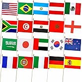 20 Different Countries International Stick Flags of the World Small Mini Hand Held Flags For Sports Events,Olympics,World Cup,International Festival Decorations,5 x8 Inch
