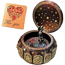 Boîte à Musique Vintage Avec Déesse Tournante Et Lumières LED - 12 Constellations - Cadeau Romantique Pour Saint-Valentin, Anniversaire Ou Noël