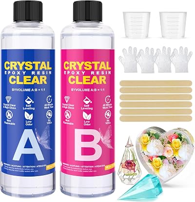 UMIKEL 16oz Epoxy Resin Kit - Crystal Clear, No Yellowing, Bubbles, DIY Crafts,