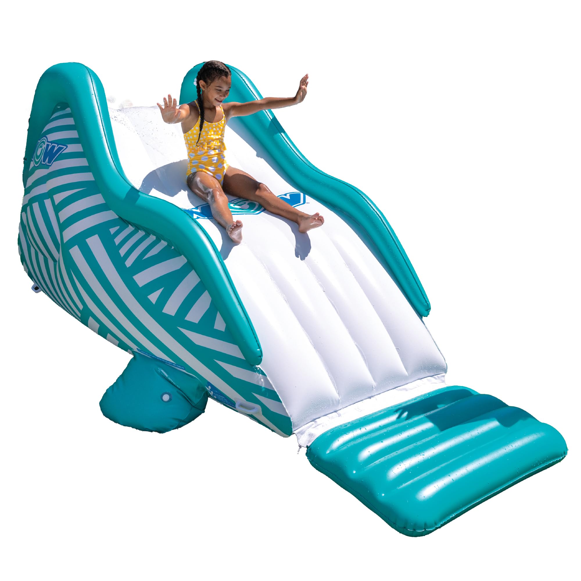 Photo 1 of WOW Sports - Wiggler Sprinkler Inflatable Slide - White & Teal Pool Waterslide for Backyard Parties - Fun for Adults & Kids - Garden Hose Attachment for Sprinkler