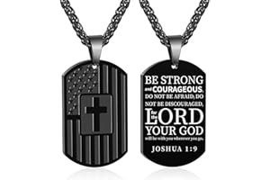 DuoDiner Easter Graduation Gifts-American Dog Tag Necklace Bible Verse Pendant, First Communion Baptism Confirmation Religious Gifts for Boys Kids Men Teens