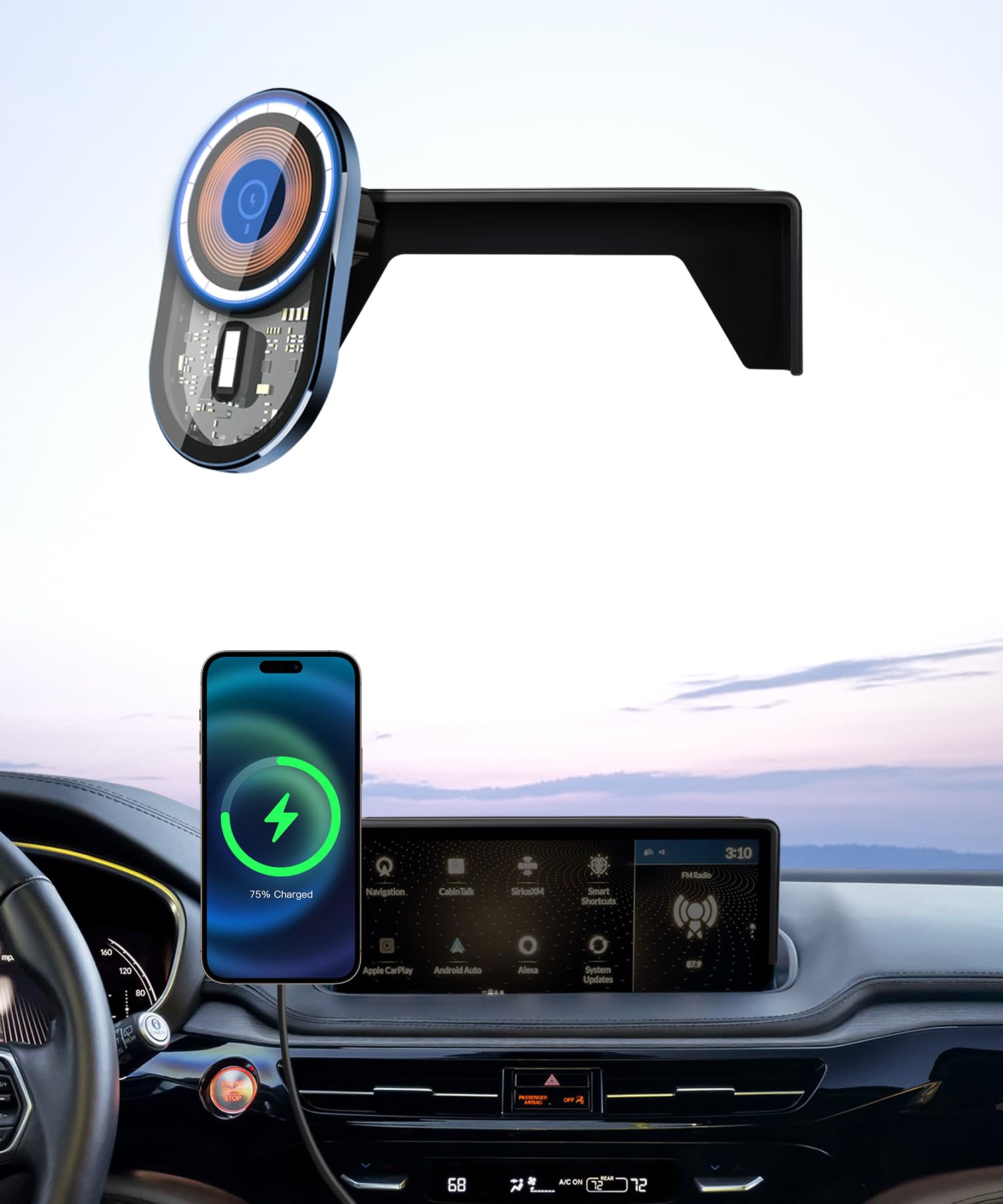 Photo 1 of Masergogo Wireless Charging car Phone Holder for Acura MDX 2022-2025 Accessories 12.3 inch Screen Fixed Clip,360° Rotation car Phone Mount Compatible with MagSafe