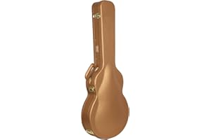 Crossrock Wooden 335 Guitar Case | Luxury Gold Faux Leather, Burgundy Velvet, Lock – Designer Series (CRW520SALG)