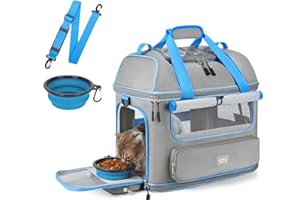 Expandable Cat Dog Carrier: NOBLE DUCK Soft-Sided Pet Carrier Airline Approved for Large Small Cats Dogs Collapsible Portable Travel Up to 25 Lbs Grey
