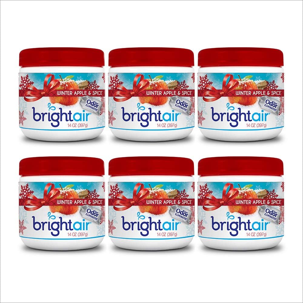 Bright AirSolid Air Freshener and Odor Eliminator, Winter Apple and Spice Scent, 14 Oz Each, 6 Pack