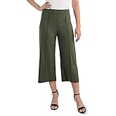Fruit of the Loom Womens Wide Leg Ponte Cropped Pants
