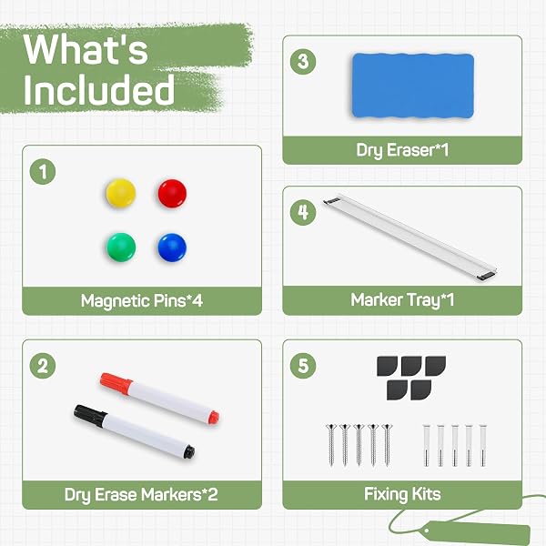 ZIBBIZO MAGNETIC DRY ERASE WHITE BOARD 36″ X 24″ FOR HOME, SCHOOL, OFFICE, SLIVER ALUMINIUM FRAME