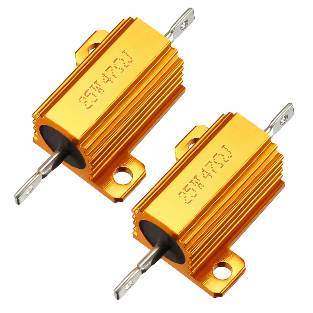 sourcingmap 25W 47 Ohm 5% Aluminum Housing Resistor Screw Tap Chassis Mounted Aluminum Case Wirewound Resistor Load Resistors Gold Tone 2 pcs