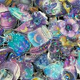 50 Pcs Magic Witch Holographic Stickers for Teens- Transparent Waterproof PET Stickers for Journal, Phone Case, Cup, Laptop, Scrapbook- Ins Aesthetic Scrapbook Decorations
