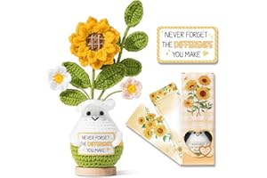 MAYICIVO Thank You Gifts for Women, Handmade Emotional Support Crochet Plush Handmade Positive Crochet Sunflower, Employee Teacher Appreciation Gifts Christmas Birthday Gift for Women Coworker Nurse Boss Staff