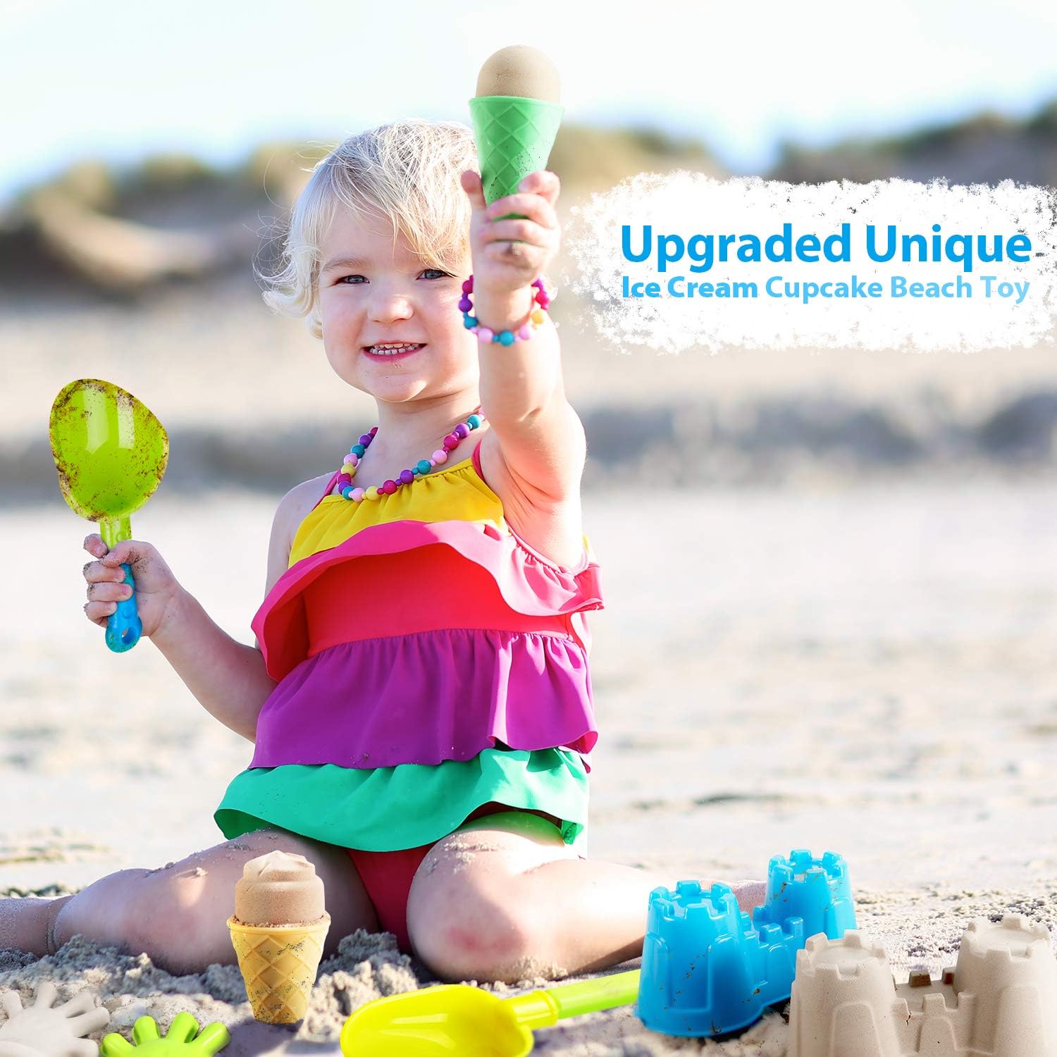 23 Pcs Beach Sand Toys Set, Ohuhu Beach Toys for Age 3-10, Include Beach Molds, Sand Molds, Bucket, Beach Shovel Tool Kit, Sand Water Wheel, Animals, Castle, for Toddlers, Kids with Mesh Bag: Home Audio & Theater
