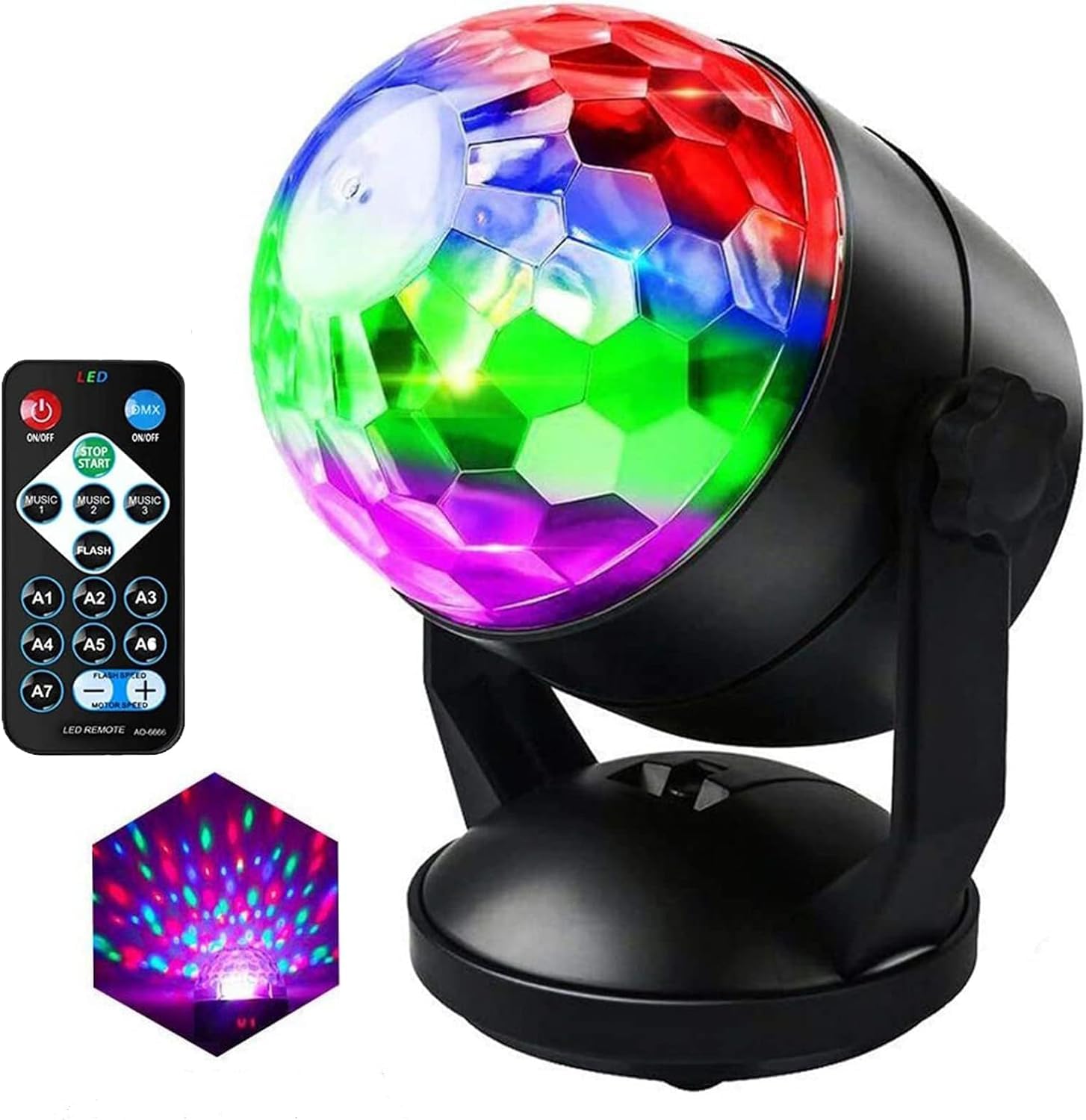 Disco Ball Light Party Lights DJ Disco Lights Large Size 5W High Power Disco Bulb with Remote Rotation Sound Activated Disco Lights for Parties Christmas Decoration Lights Happy Birthday Wedding Home