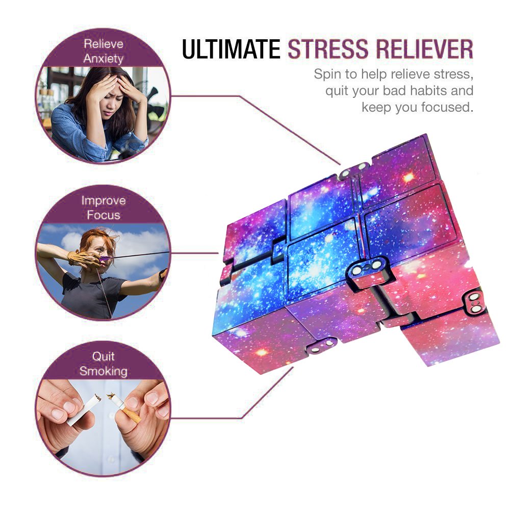 Yomiie Infinity Cube Fidget Toy for Adults and Kids, Fidget Finger Toy Stress and Anxiety Relief, Killing Time Unique Idea Cool Mini Gadget Spinner for ADD/ADHD/OCD