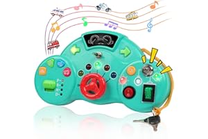 BOBOTANCO Toddler Montessori Busy Board with Led Light, Musical Light Switch Toys Sensory Board Learning Activities for 1 2 3 4 Year Old, Preschool Educational Travel Toys for Kids 2-4 Boy Girl