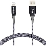 Amazon Basics Double Nylon Braided Lightning to USB Cable - MFi Certified Apple iPhone Charger, 20,000 Bend Lifespan - Dark G