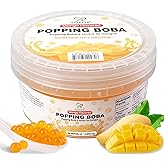 Soeos Mango Popping Boba Pearls, 550g(1.2 lbs) | Bursting Boba Pearls for Bubble Tea, Frozen Yogurt, Beverages, Shakes, Desserts and Ice Cream Topping