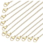 Stainless Steel Chain for Jewelry Making: LUCKYPADS Necklace Chains Bulk 1.5 mm Gold Plated Thin Chains 20 Pack Gold Cable Chains for Necklace Making (17 Inches)