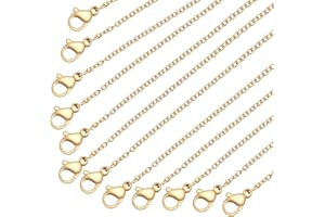 Stainless Steel Chain for Jewelry Making: LUCKYPADS Necklace Chains Bulk 1.5 mm Gold Plated Thin Chains 20 Pack Gold Cable Chains for Necklace Making (18 Inches)
