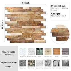 Yipscazo 10 PCS Peel and Stick backsplash PVC