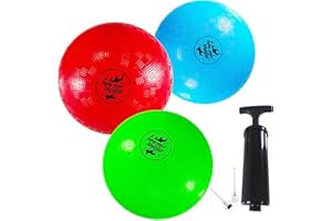 Nujzuir 3-Pack 10 Inch Dodgeball Balls Playground Ball Kickball Handball for Kids for Indoor Outdoor Games Four Square Balls Rubber Bouncy Balls Includes Pump