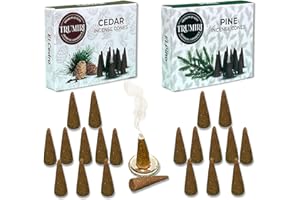 TRUMIRI Incense Cones - Combo Pack of 20 Cone Incense - 10 Cedar + 10 Pine - Insence Cones - Incense Cones Scented - Cone Incense Scents - Insense Cones - Incent Cone