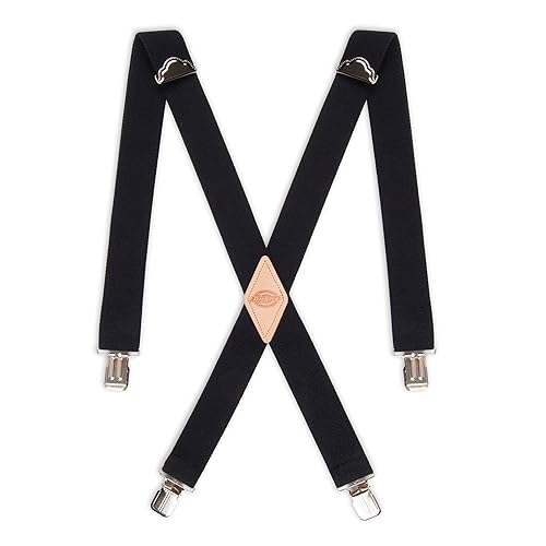 Dickies Men's 1-1/4 Solid Straight Clip Suspender, Black, Extended Size