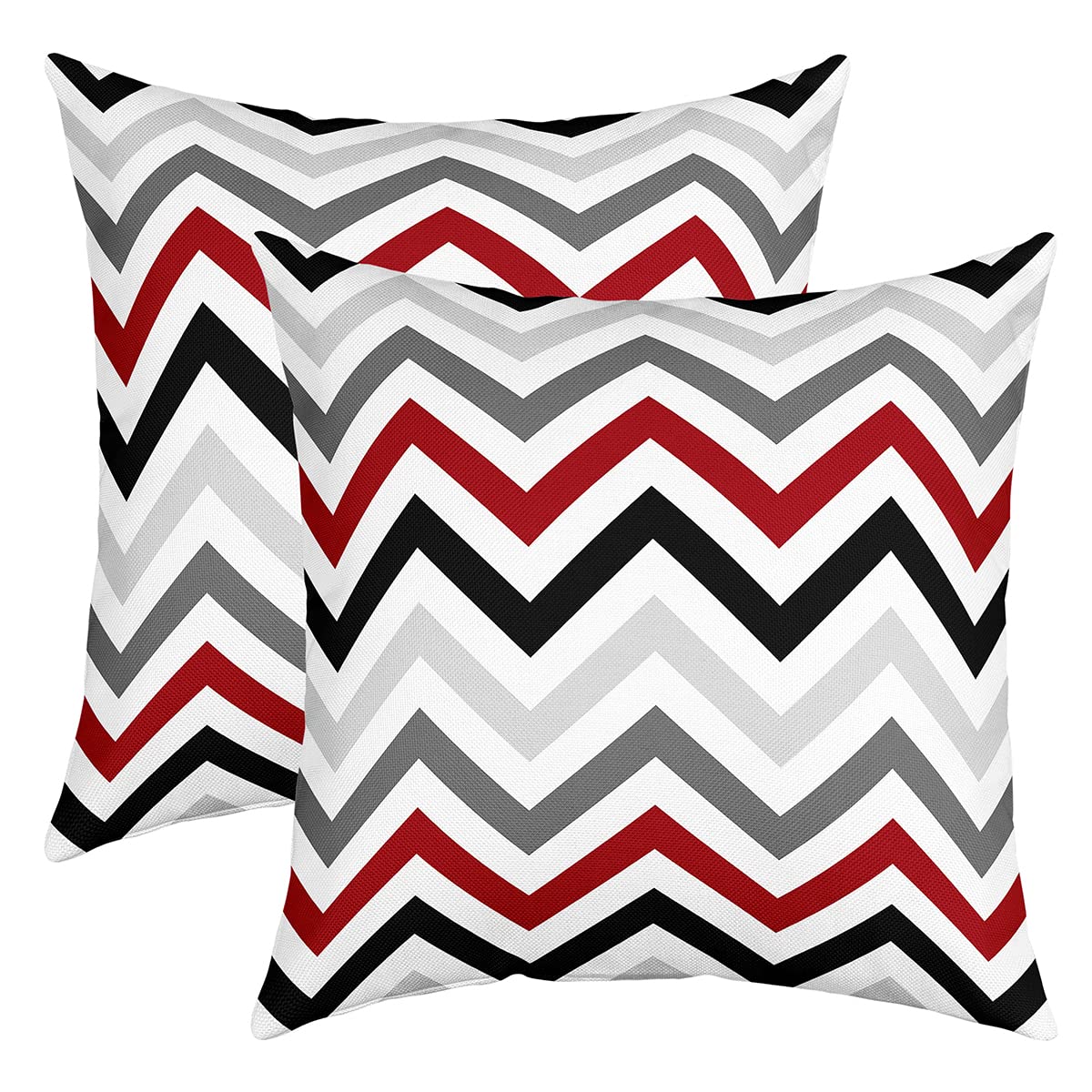 Loussiesd Set of 2 Abstract Throw Pillow Covers Cushion Case for Home Living Room Decor Reversible Geometric Strip Lines White Red Grey Blue Decorative Throw Cushion Case 20x20 Inch