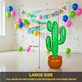 SHATCHI Inflatable Cactus 86 cm Large Party Decoration Beach Fiesta Props view 3