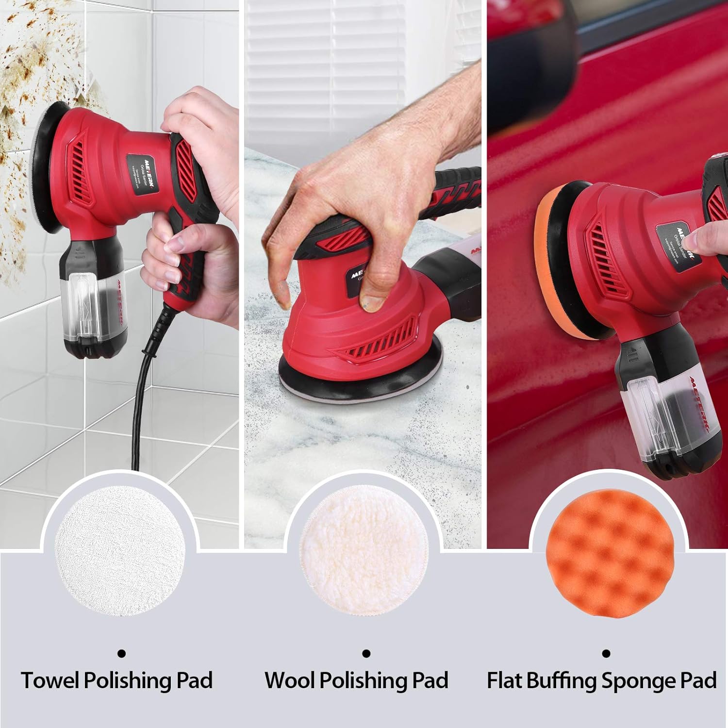 Meterk Random Orbit Sander, 6 Variable Speeds Electric Sander With 20 Pcs Sandpapers ＆ Sponge Plate ＆ Wool Plate ＆Tool Bag, Efficient Dust Collector For Finishing, Sanding, Polishing Wood - - 