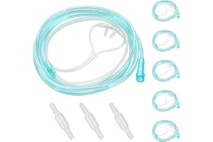 AHHALFFY 5 Pack Nasal Cannula for Oxygen 7 ft Super Soft Oxygen Cannula Adult Oxygen Nose Tubing - High Flow, Kink Resistant, Highly Visible, Lightweight Tubing with 3 PCS Oxygen Tubing Connector