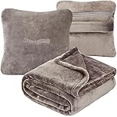 Brensglunt Travel Blanket Pillow, Premium 2 in 1 Flannel Airplane Blanket Compact for Travel,Office, Home,Travel Essentials Accessories for Plane and Car,Compact Office Blanket (Gray)