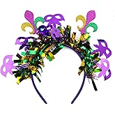 Lanmerry Mardi Gras Headband for Kids Mask Purple Headbands for Girls Green Glitter Carnival Costume for Women Fleur de lis Decoration