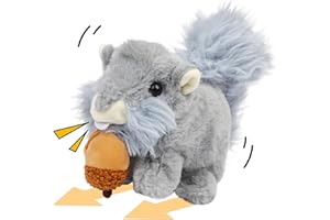 Cuteoy Walking Grey Squirrel Stuffed Animal Talking Wagging Nodding Educational Plush Toy Electric Interactive Animated Plushies for Girls Boys Birthday