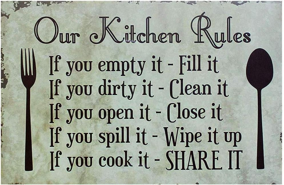Sehaz Artworks Home Decor Items | living Room Decorative Items | Wall Decor | Room Decor | Our-kitchen-rules' Rust Looks Wall Sign for Wall Decoration Tin Sign (MDF, 30 cm x 20 cm x 0.3 cm)