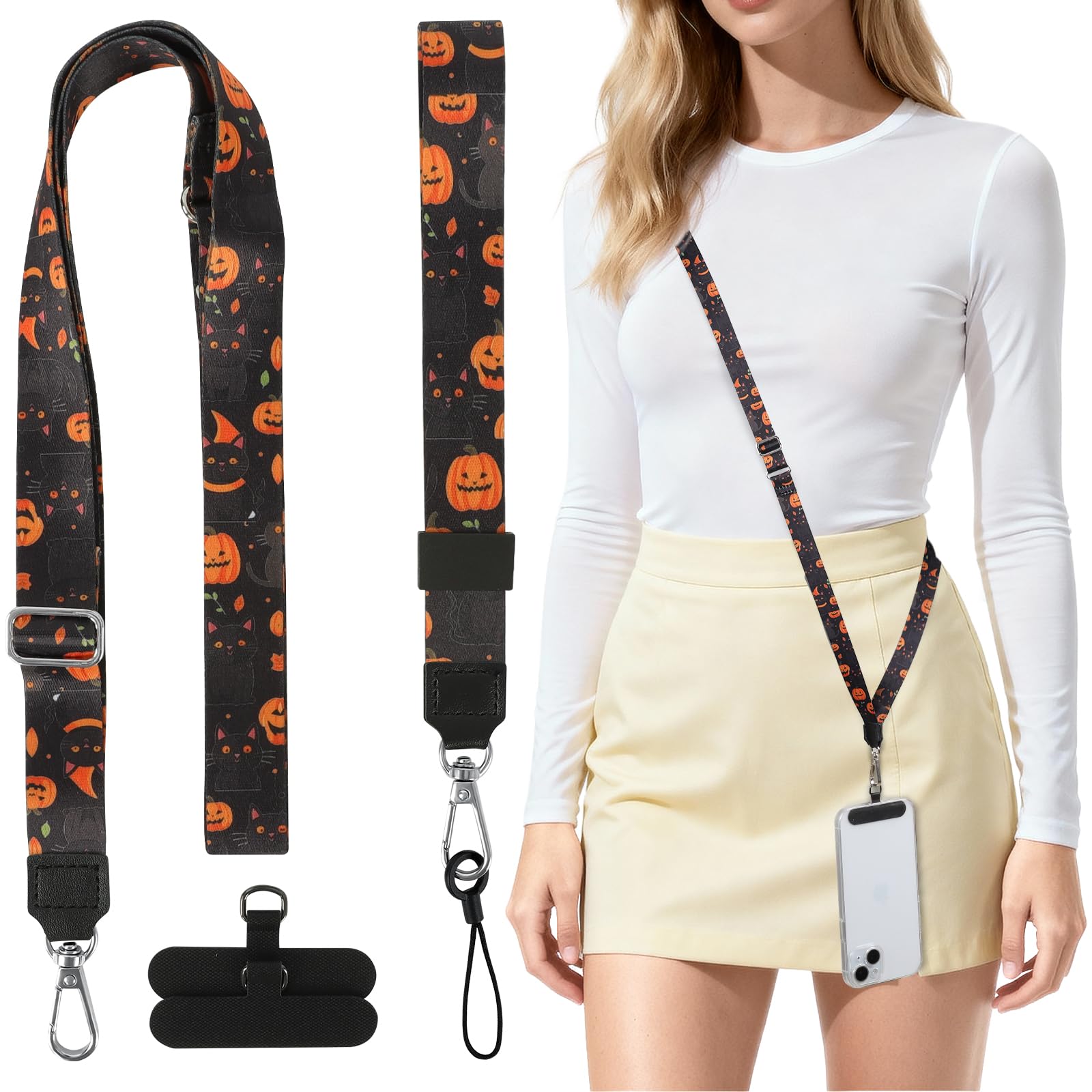 HONZUEN Phone Lanyard Crossbody, Adjustable Cell Phone Strap Cross Body Neck Lanyard for Women Men, Halloween