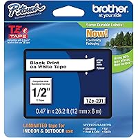Brother Tape, Laminated Black on White, 12mm (TZe231)