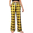 Alimens & Gentle Womens Pajama Pants Plaid Stretch Comfy Lounge Pants Drawstring Sleep Bottoms with Pockets
