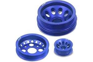 AJP Distributors JDM High Upgrade Light Weight Aluminum Engine Alternator Idler Crank Pulley Wheel Kit Anodized Blue Compatible/Replacement For 350Z G35 VQ35DE 2002 2003 2004 2005 2006 02 03 04 05 06
