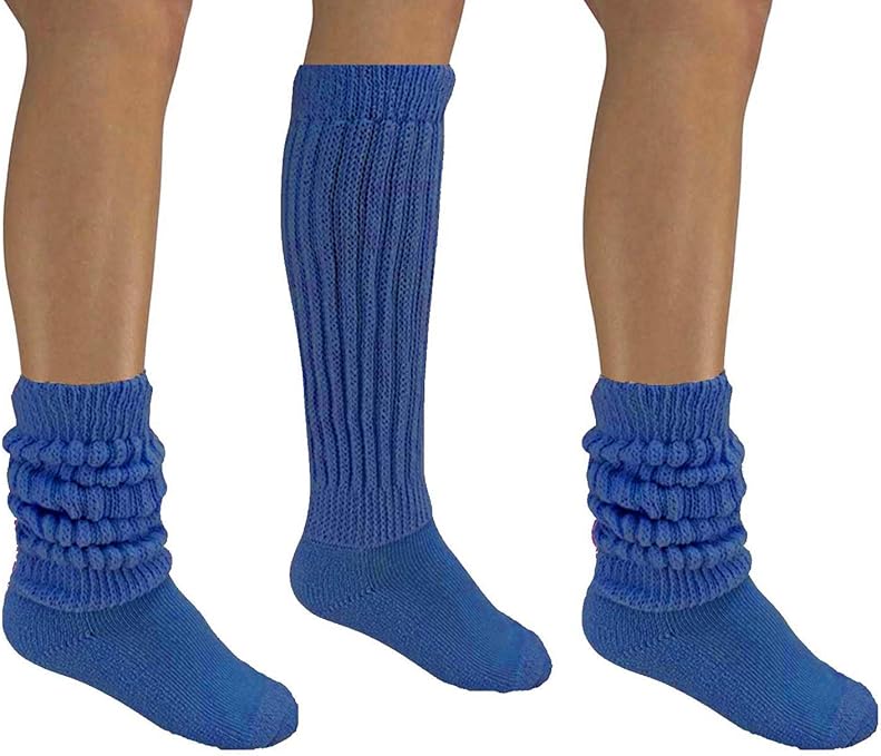 Royal Blue All Cotton 3 Pack Extra Heavy Super Slouch Socks