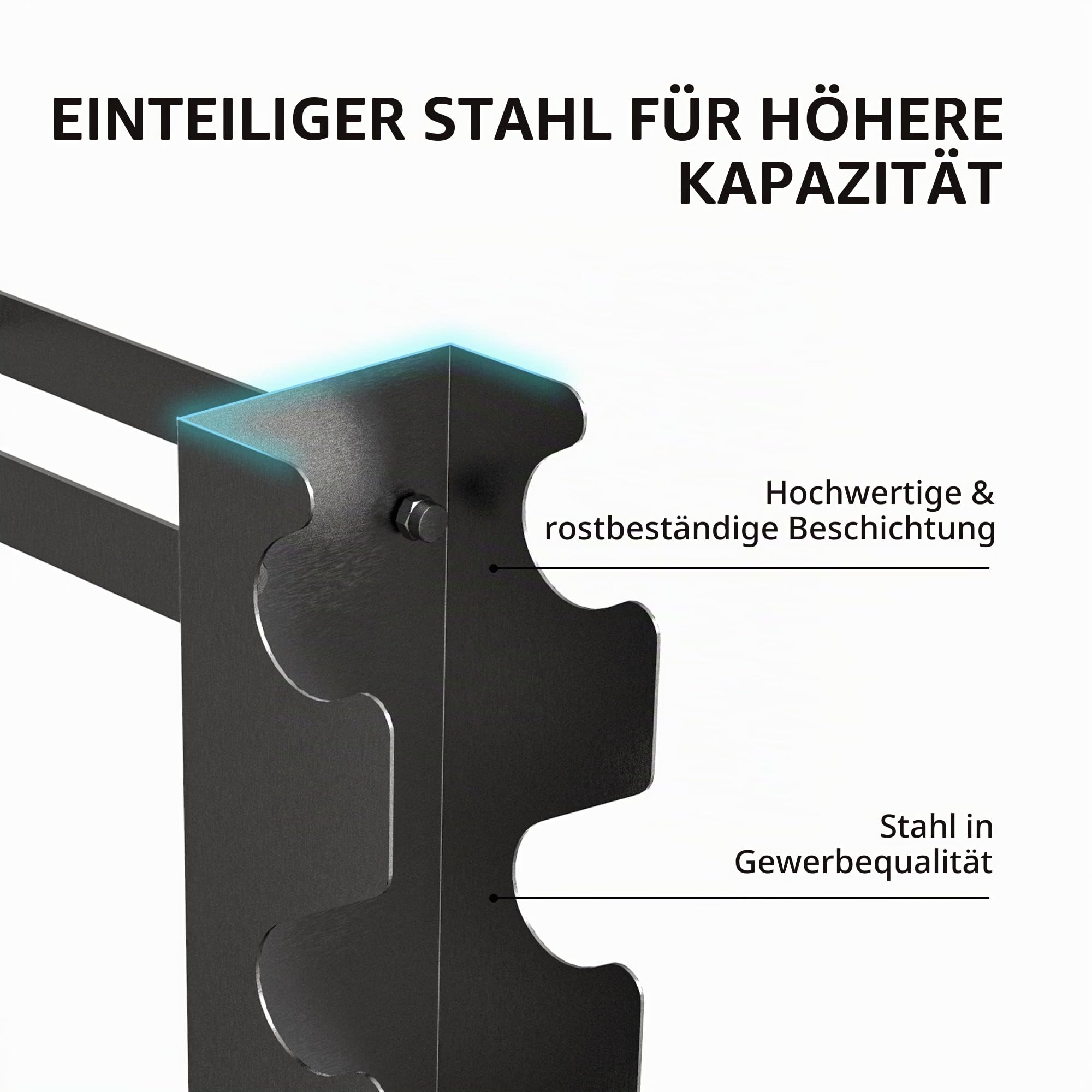 PROIRON Kompakte.stabile Hantelablage 20 Kurzhanteln.Mehrstöckige Hantelablage mit extralangen Stahlrohren (200 kg Belastbarkeit) Hantelständ Gewichtsständ Gewichtsaufbewahrungsständ 2