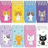 Nezyo 24 Pcs Cat Animal Mini Notepad Cute Cat Spiral Pocket Notebook Pet Kitty Memo Spiral Tiny Notebooks for Pet Party Favors Kids Birthday Party Classroom School Goodie Bags Stuffers(Cartoon Style)