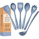 Starpack Like a Boss XL Silicone Cooking Utensils Set (6-Piece, 13.5") - LFGB Certified, 600&deg;F Heat Resistant, BPA-Free - Heavy-Duty Steel Core, Dishwasher Safe - for Nonstick Cookware, Light Blue