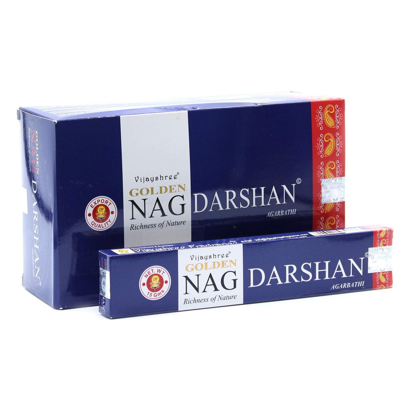 Vijayshree Golden Nag Hand-Rolled Incense Sticks | Authentic Indian | Purifying & Relaxing Aroma | 3 Packs | Darshan