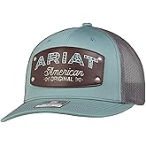 ARIAT Men's Trucker Cap with American Original Patch and Snapback Closure (Blue/Grey)