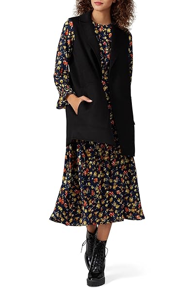VICTOR ALFARO COLLECTIVE RENT THE RUNWAY PRE-LOVED BLACK SHORT BLAZER VEST, BLACK, SMALL